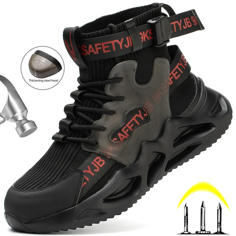 Work Boots Indestructible Safety Shoes Men Steel Toe Boots Puncture-Proof Work Shoes Men Women Safety Boots Protective Shoes