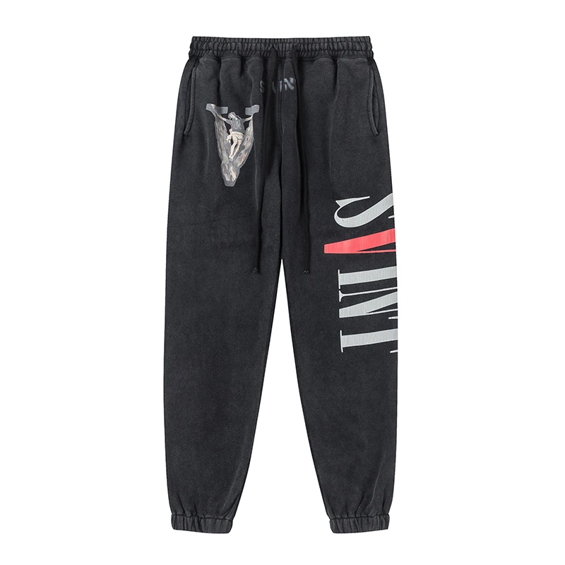 

Saint Vintage High-street vibe Американские ретро модные брендовые флисовые повседневные спортивные брюки от Big V