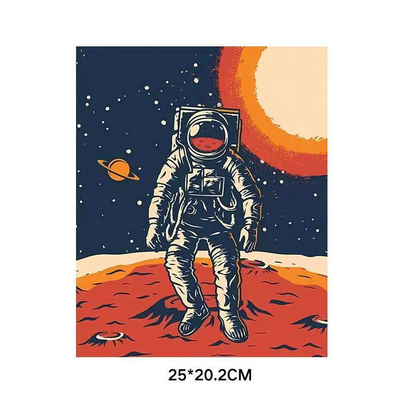 Cartoon Astronaut Heat Transfers Iron On Patches For Clothes DIY Washable Stickers Applique