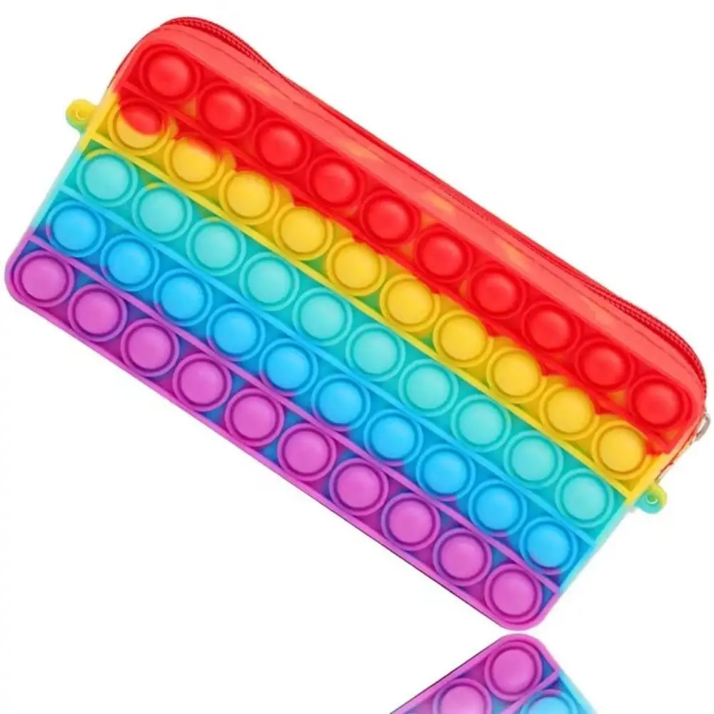 Large Capacity Silicone Pen Case with Zipper Decompression Bubble Student Pencil Bag Waterproof Multifunctional