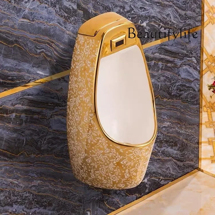N69 Wall-mounted automatic induction gold urinal Wall-mounted ceramic urinal Designer high luxury