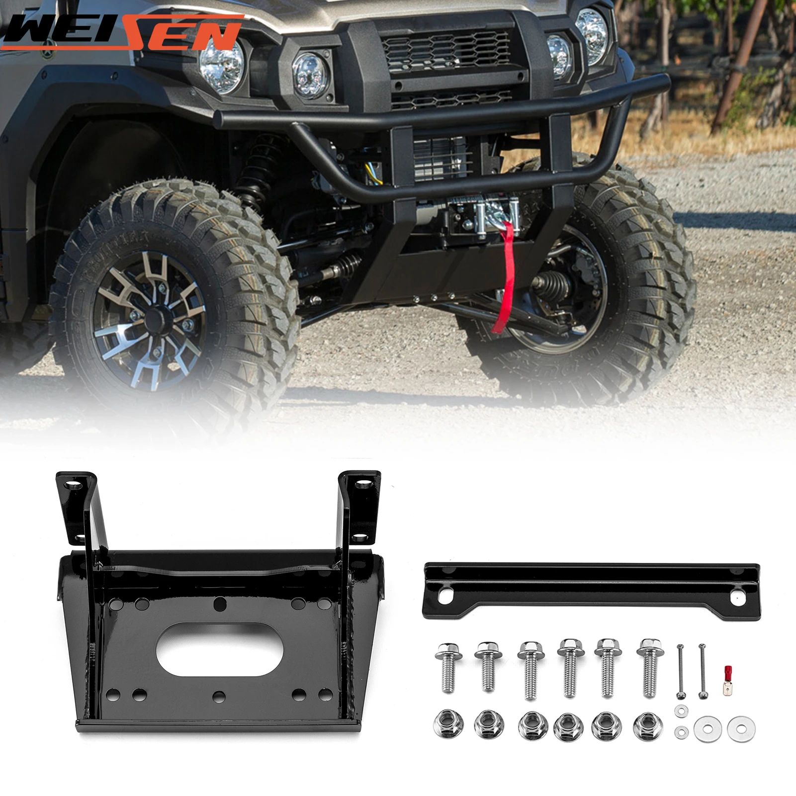 

For 2015-2024 Kawasaki 820/1000 Mule PRO FXT DXT FX DX Diesel FXR UTV Winch Mounting Bracket/Plate 4 7/8" (124mm) Accessories