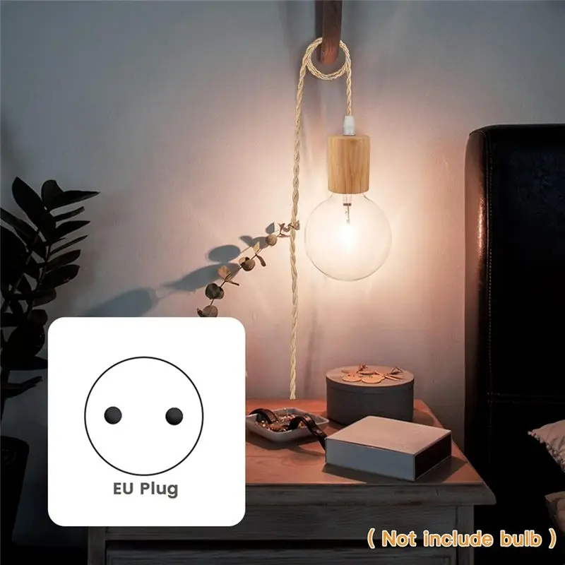 Kit cavo per lampada a sospensione A24F-Wood, cavo per lampada da sospensione industriale vintage da 14,76FT con corda in nylon intrecciata E26