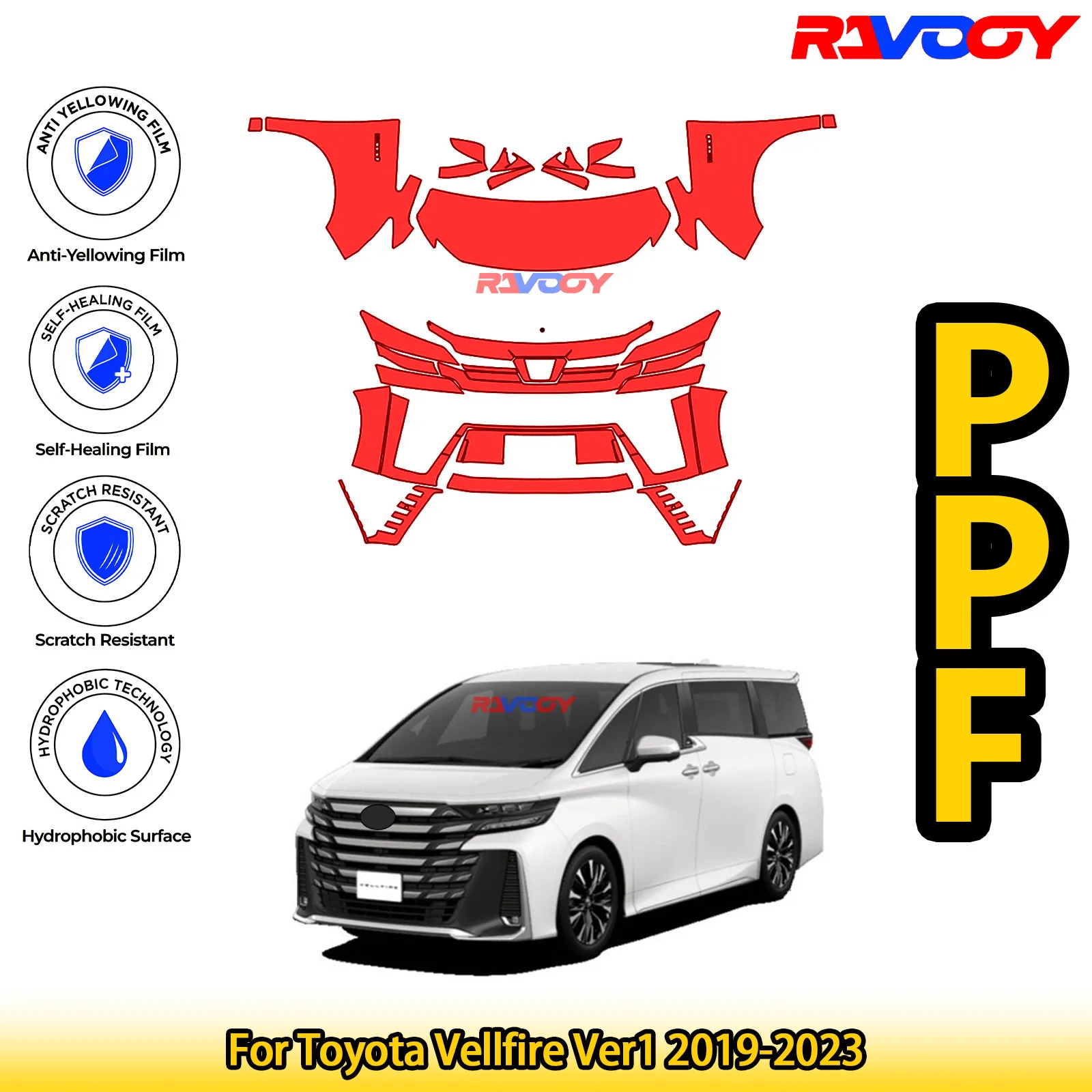 

For Toyota Vellfire Ver1 2019-2023 Glossy Matte Black Precut front PPF Kit Paint Protection Film