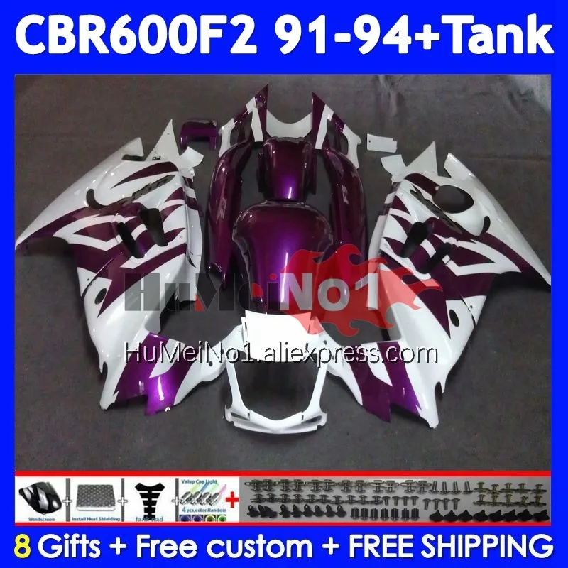 Body+Tank For HONDA CBR 600F2 600 F2 CBR600F2 91 Purple white 92 93 94 37No.69 CBR600FS CBR600 F2 FS 1991 1992 1993 1994 Fairing