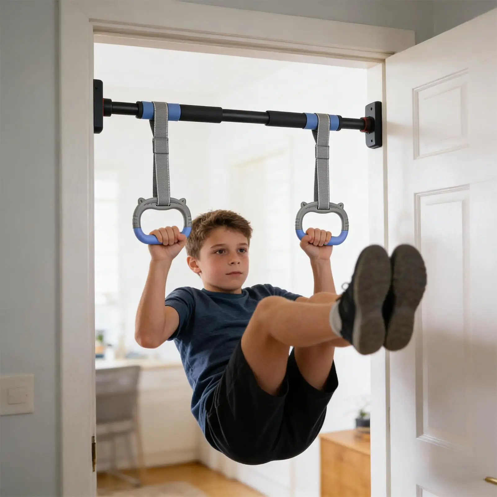 1 Pair Gymnastics Rings Straps Pull Up Gym Rings Multi-Function Strength Training Equipment for Kids Obstacle Course Playground