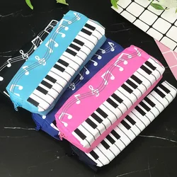 Music Notes Piano Keyboard Pencil Case Large Capacity Pen Bags Stationery Office School Supplies