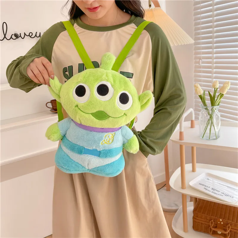 40cm Genuine Disney Toy Story Alien Plush Schoolbag Backpack Kawaii Soft Cartoon Stuffed Toy Child Kawaii Backpacks For Children