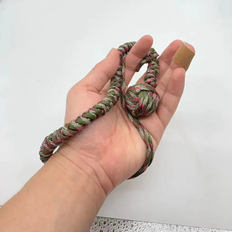 1PC DIY Monkey Fist Whip Bracelet Outdoor EDC Self Defense Rope Steel Ball Broken Window Breaker Personal Safety Keychain Tools