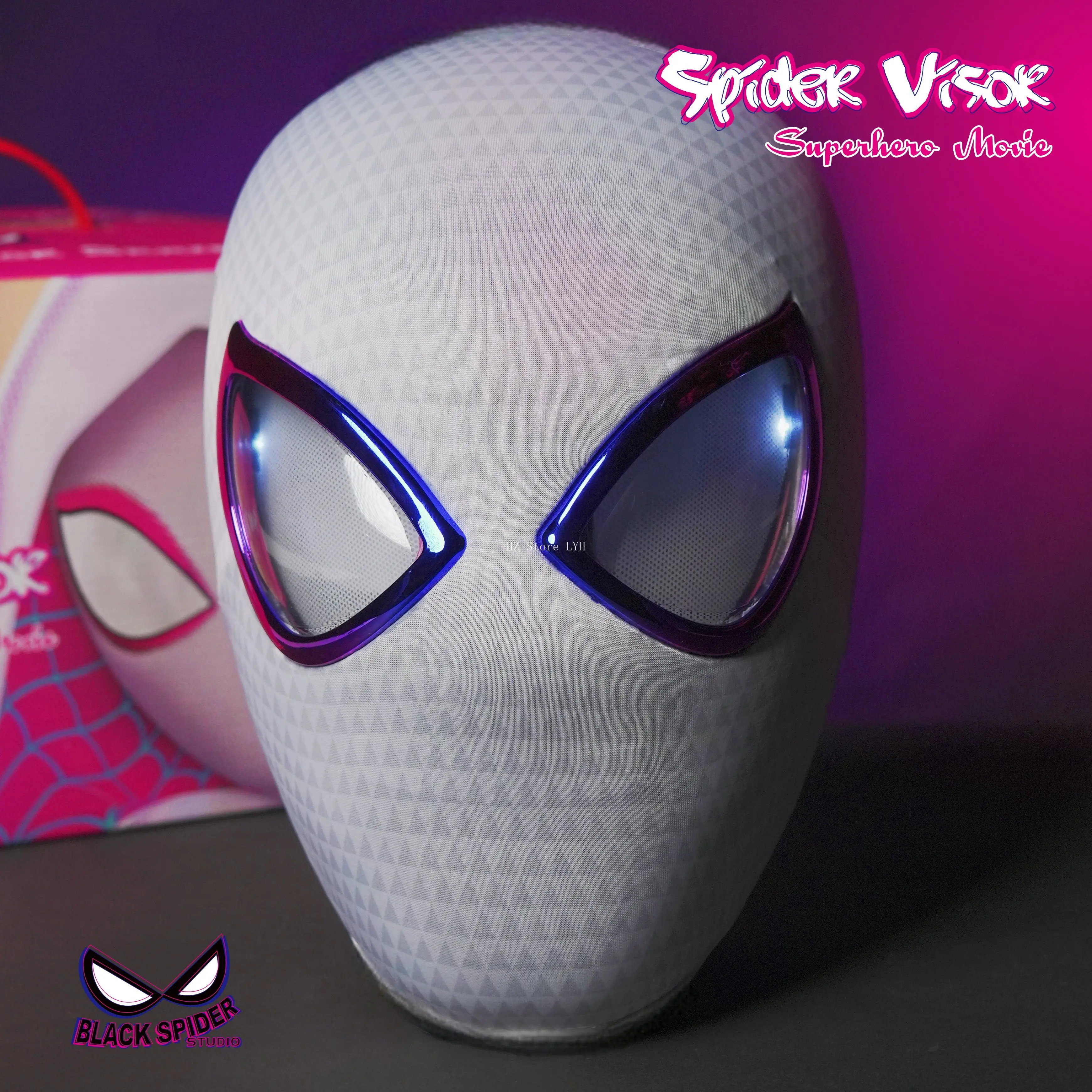 1:1 Miles Morales Mask with Movable Eyes Mascara Electric Gwen Spider Helmet Ring Control Halloween Cosplay Mask Toy Man Gift