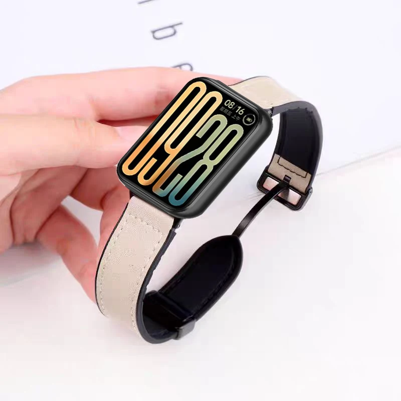 Magnetisches Leder+Silikon-Armband für Xiaomi Mi Band 9-8 Pro, verstellbares Armband für Redmi Watch 6 5 4 Smartwatch-Gürtelzubehör.