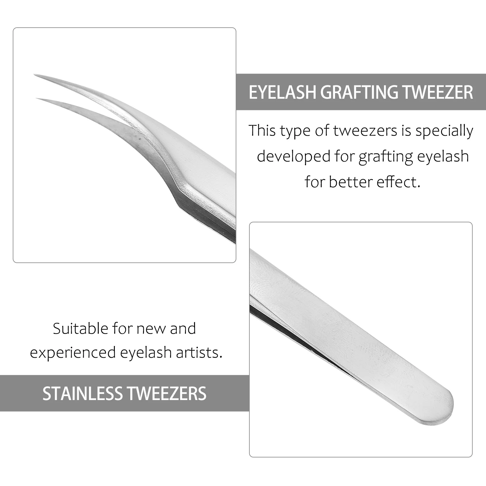 2 pçs pinças de enxerto de cílios de aço inoxidável design de cotovelo leve preciso ferramentas de beleza de cílios postiços para maquiagem de salão de beleza