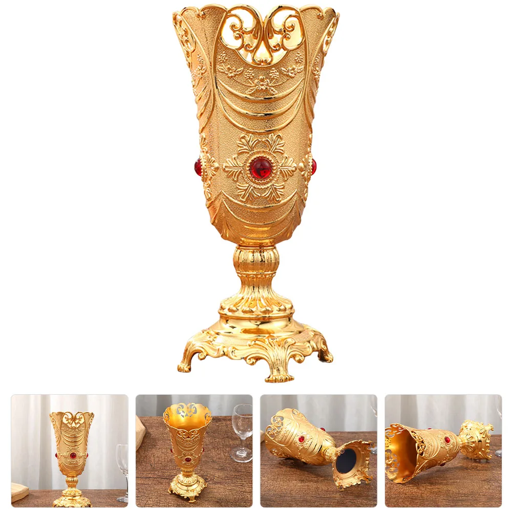 Retro Flower Vase Unique Vintage Decorative Alloy Tabletop European Style Floral Arrangement Container For Wedding Party Banquet