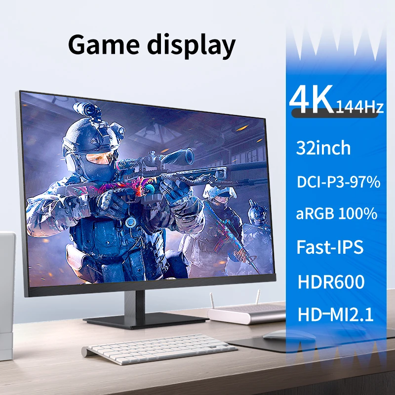 Imagem -03 - Monitor de Jogos Qled Ips Pedestal Giratório pc Ps5 Dvi Ips Display Hdr600 4k 32 144hz