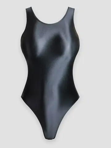 Sexy Shaper Wear body da donna top in raso lucido senza schienale alto elastico senza maniche collant palestra top moda donna abbigliamento nuovo