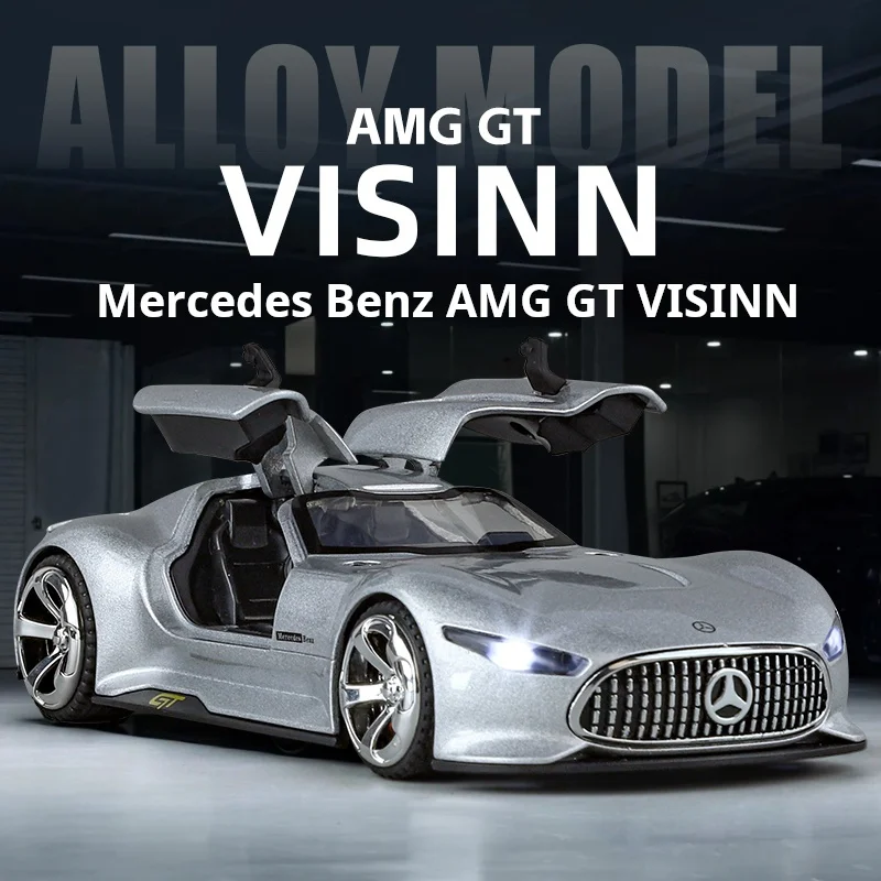 

Модель гоночного суперкара AMG Vision GT 1:32, высококачественная литая металлическая модель из сплава, со звуком и светом, с функцией отката назад, подарок на день рождения для детей