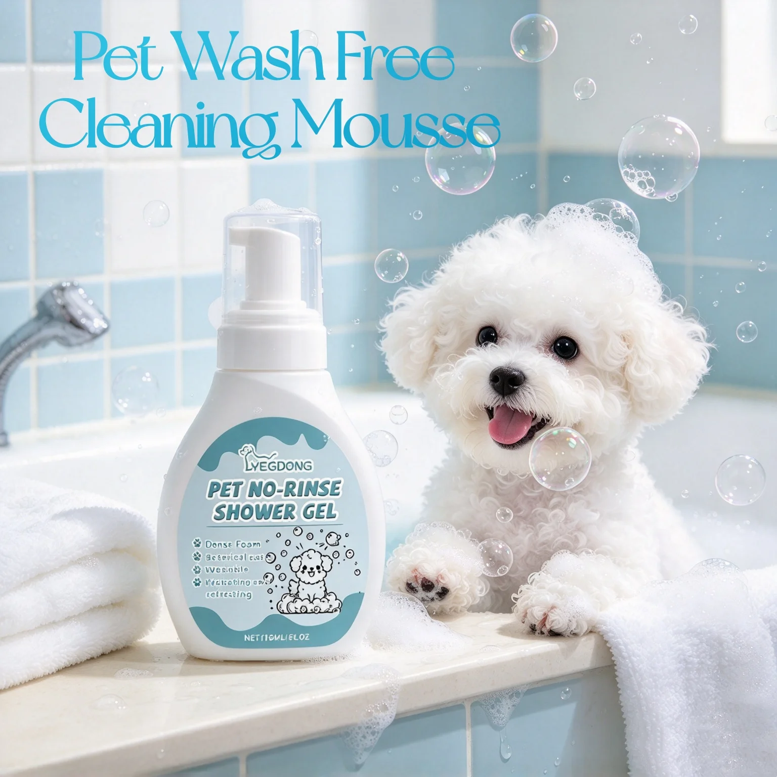 150ml Rinse-Free Shampoo Foam For Pet Dogs And Cats Lasting Deodorizing Deep Clean Waterless Claw Cleaner No Rinse Pet Shampoo