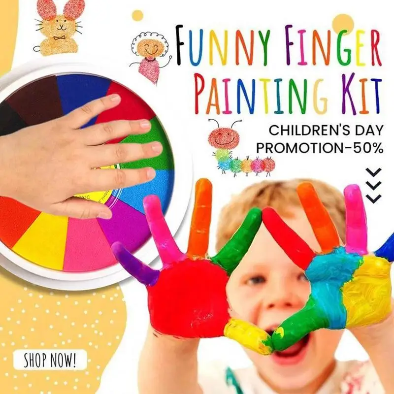 Kindergartin Painting Kit 25 Color Kids Finger Painting Pad Drawing Tools Kit Early Learning Art Picture Albums Craft Paint Sets