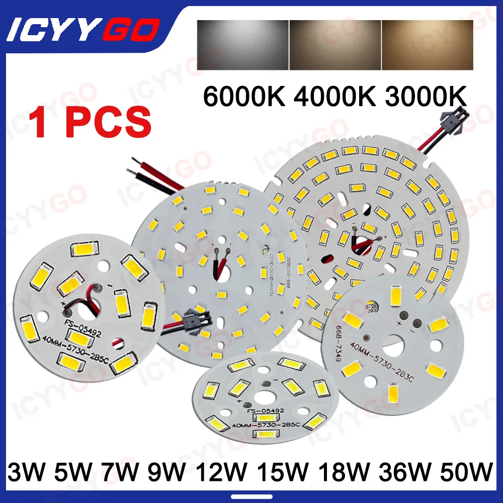 placa pcb com cabo de alimentacao de soldadura lampada led fonte de luz aluminio faca voce mesmo 3w 5w 7w 9w 12w 15w 18w 24w 36w 50w 01