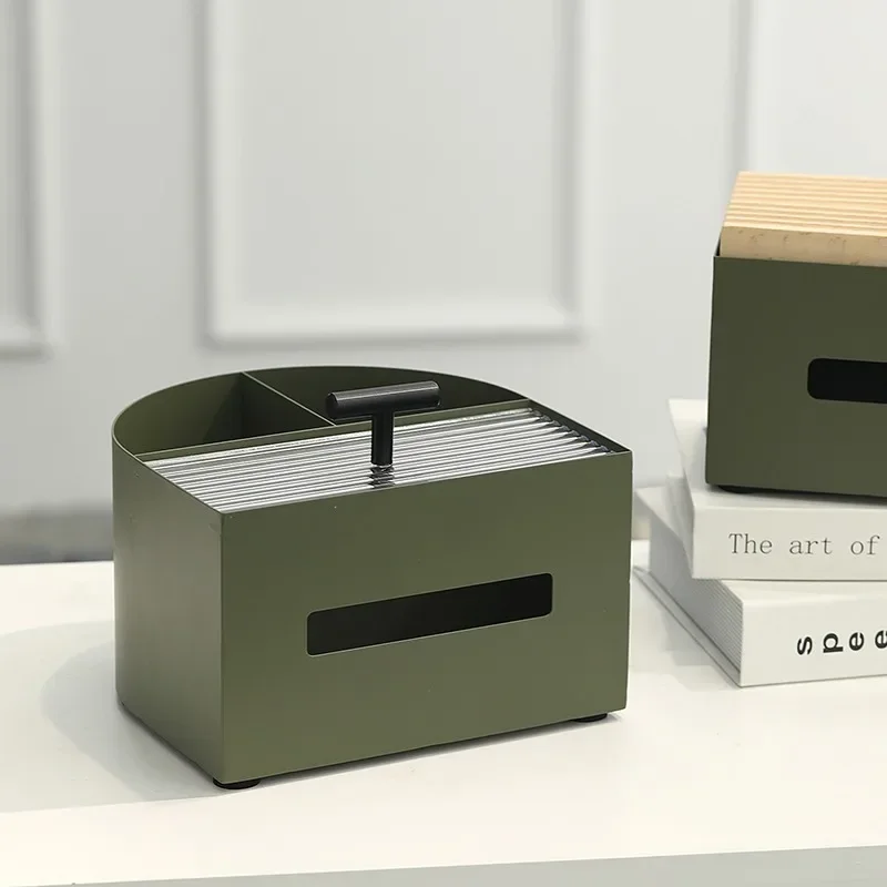 Dark Green Multi-Functional Tissue Box - INS-Style Living Room Remote Organizer, Popular High-End Luxury Tissue Dispenser