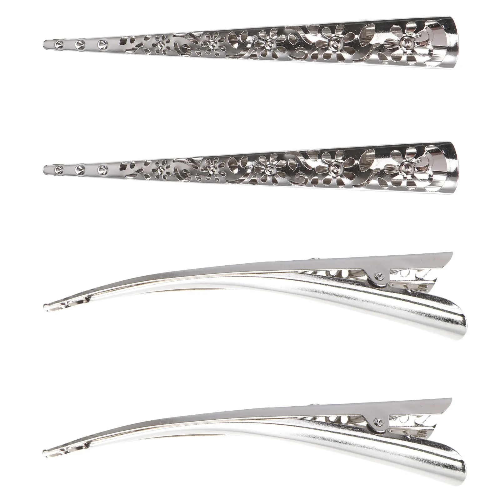 

4Pcs Hair Clip Women Hollow Flower Heart Silver Durable Metal Barrette Decorative Headwear Hollow Hair Clip Floral Hairpin