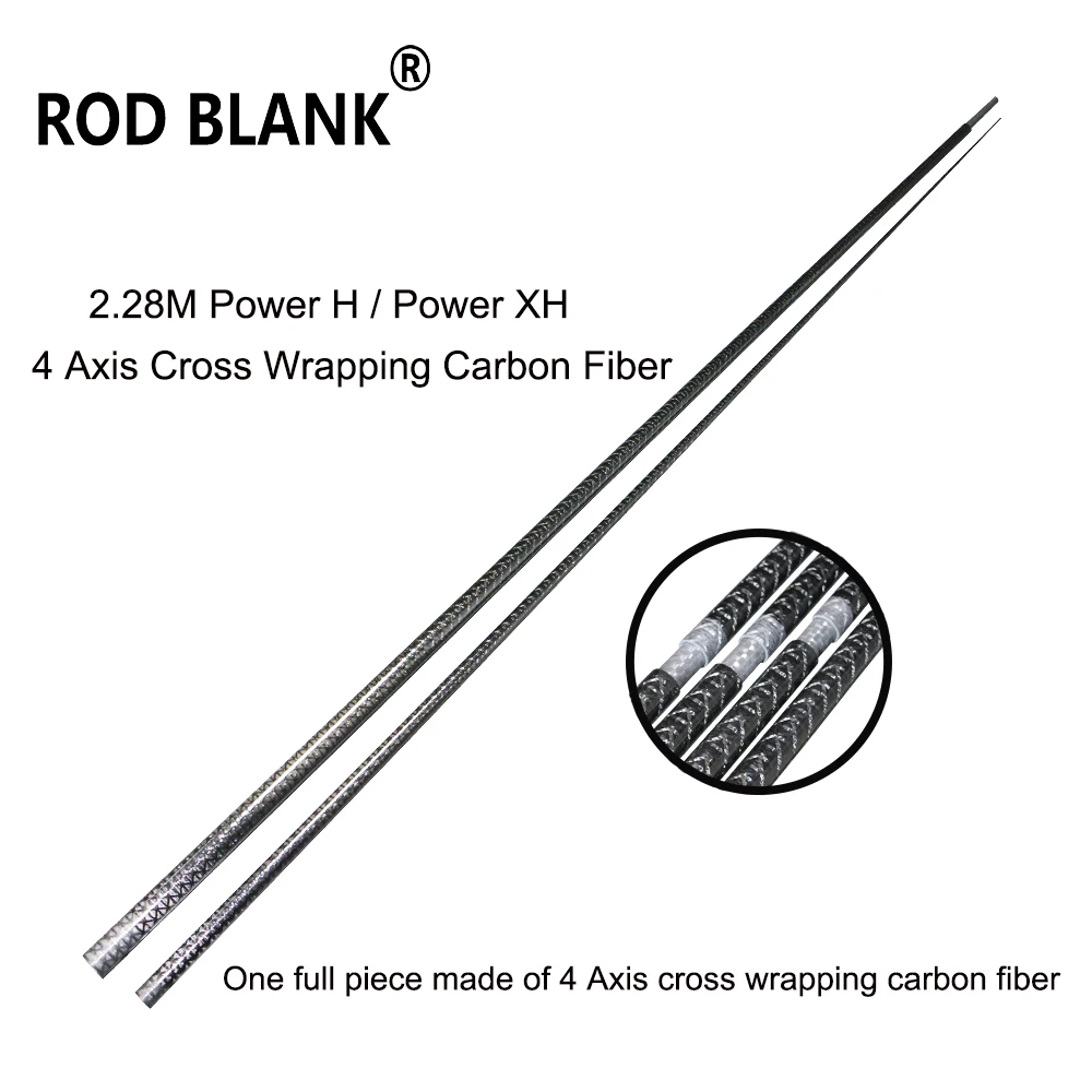 Rod Blank 2.28M 2 Sections 4 Axis Cross Wrapping Carbon Fiber Bass Fishing Rod Blank Rod Building Component Pole Repair