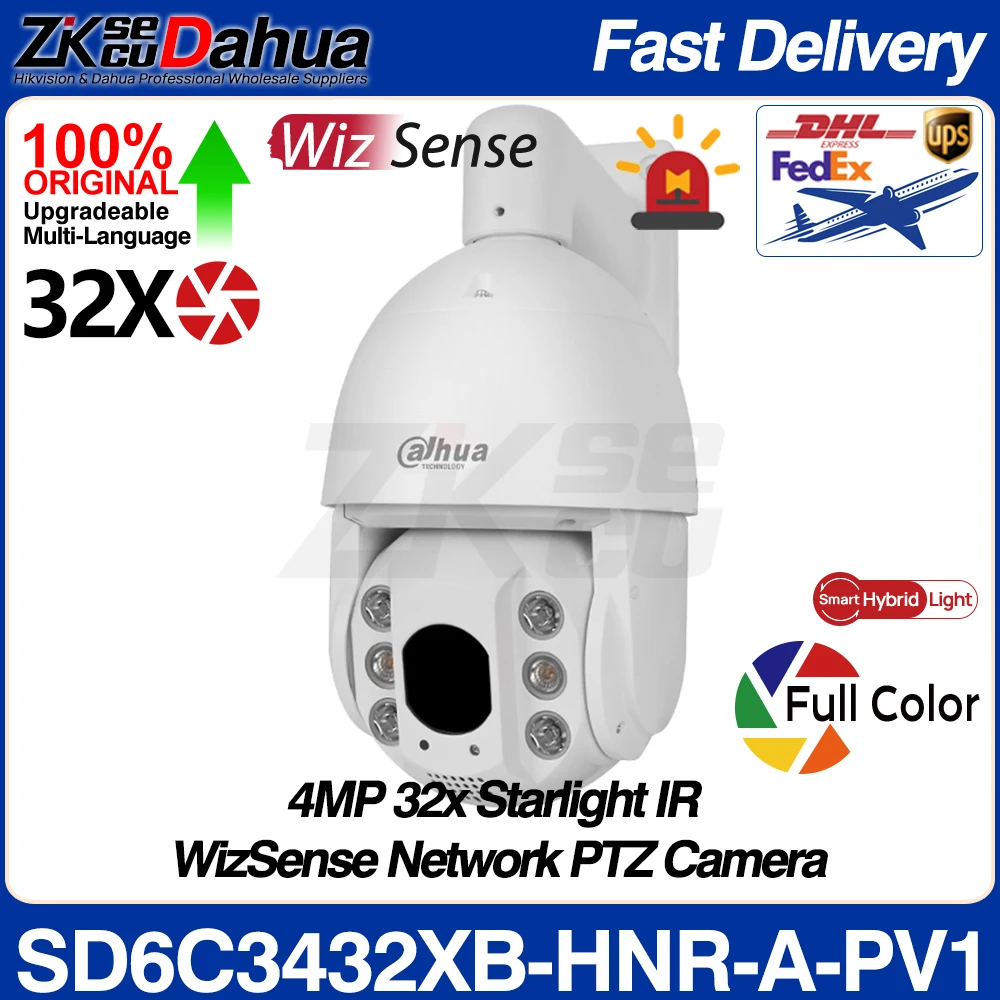 

Dahua SD6C3432GB-HNR-A-PV1 4MP 32X Starlight WizSense PTZ POE IP Camera Full-color Auto Tracking Acupick SMD Light Sound Alarm