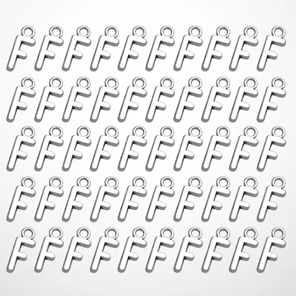 50Pcs Alphabet F Pendant Charms Alloy Jewelry Making Components for DIY Necklace Bracelet Dangle Sweater Chain Cellphone Decor view 4