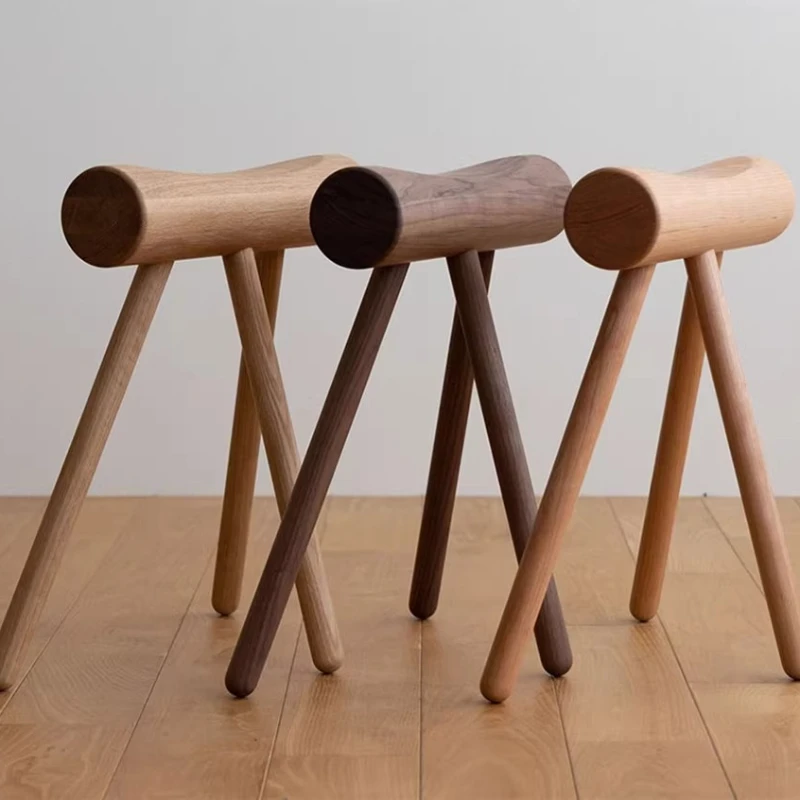 

Pure solid wood shoe changing stool foldable long stool small stool at the door of the home