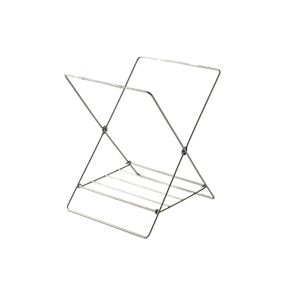 Compact Trash Bag Holder Stainless Steel Foldable Trash Bag Stand Wide Opening Space-saving Garbage Bag Bracket Barbecue