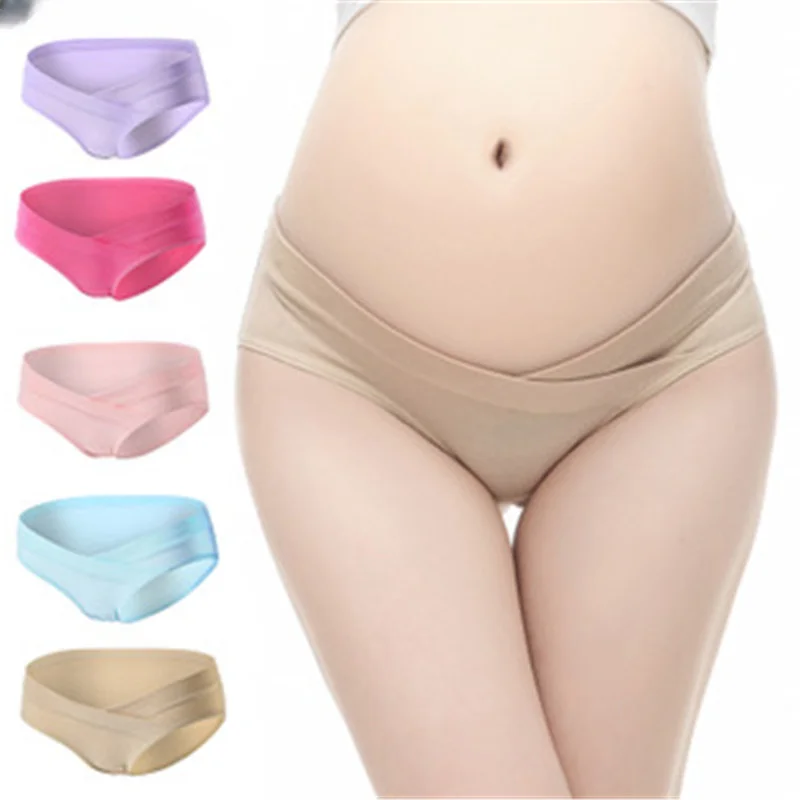 

Cotton Maternity Pregnant Underwear Postpartum Mother Under Bump Panties V-Shaped Soft Belly Support Panty Breathable