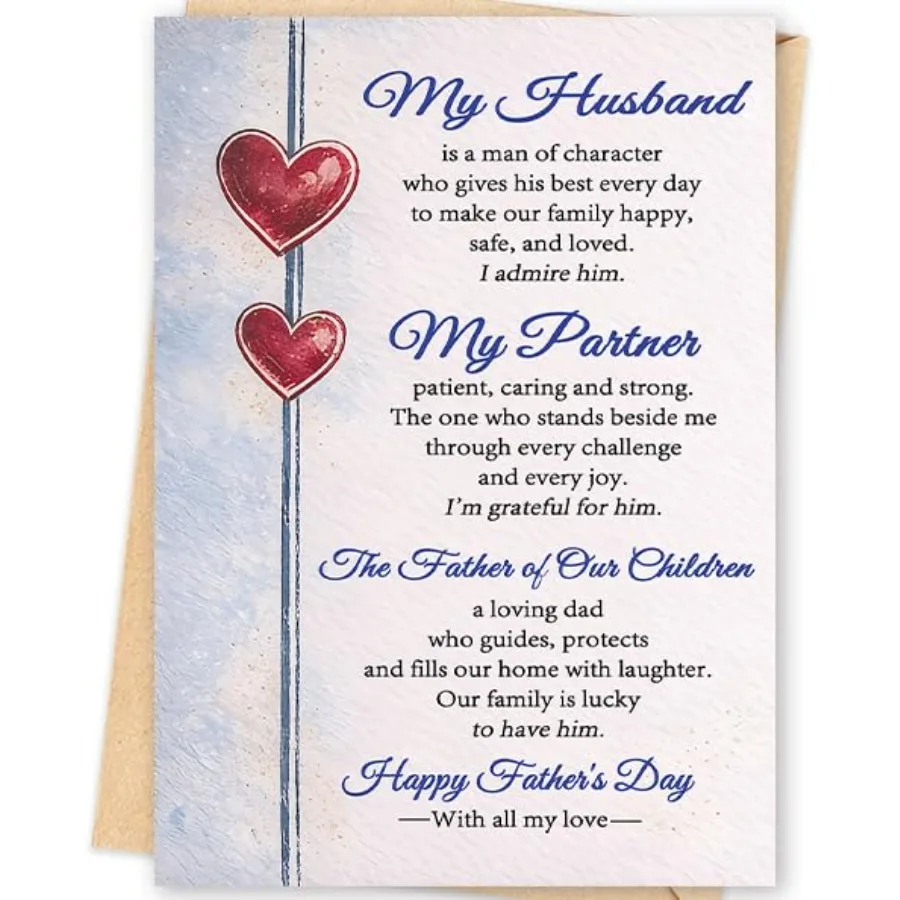 

Fathers Day Card for Husband, Fathers Day Gift from Wife, Happy Father's Day Husband Card, Romantic Appreciation Greeting Card