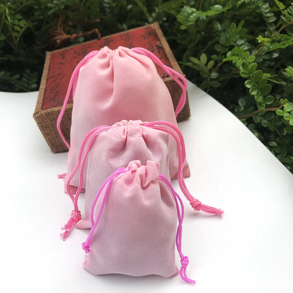 200 Pieces Velvet Dust Bag Black Multi-Color 10x12 Cm 7x9 Cm 5x7 Cm Drawstring Gift Packaging Small Jewelry Storage Bags