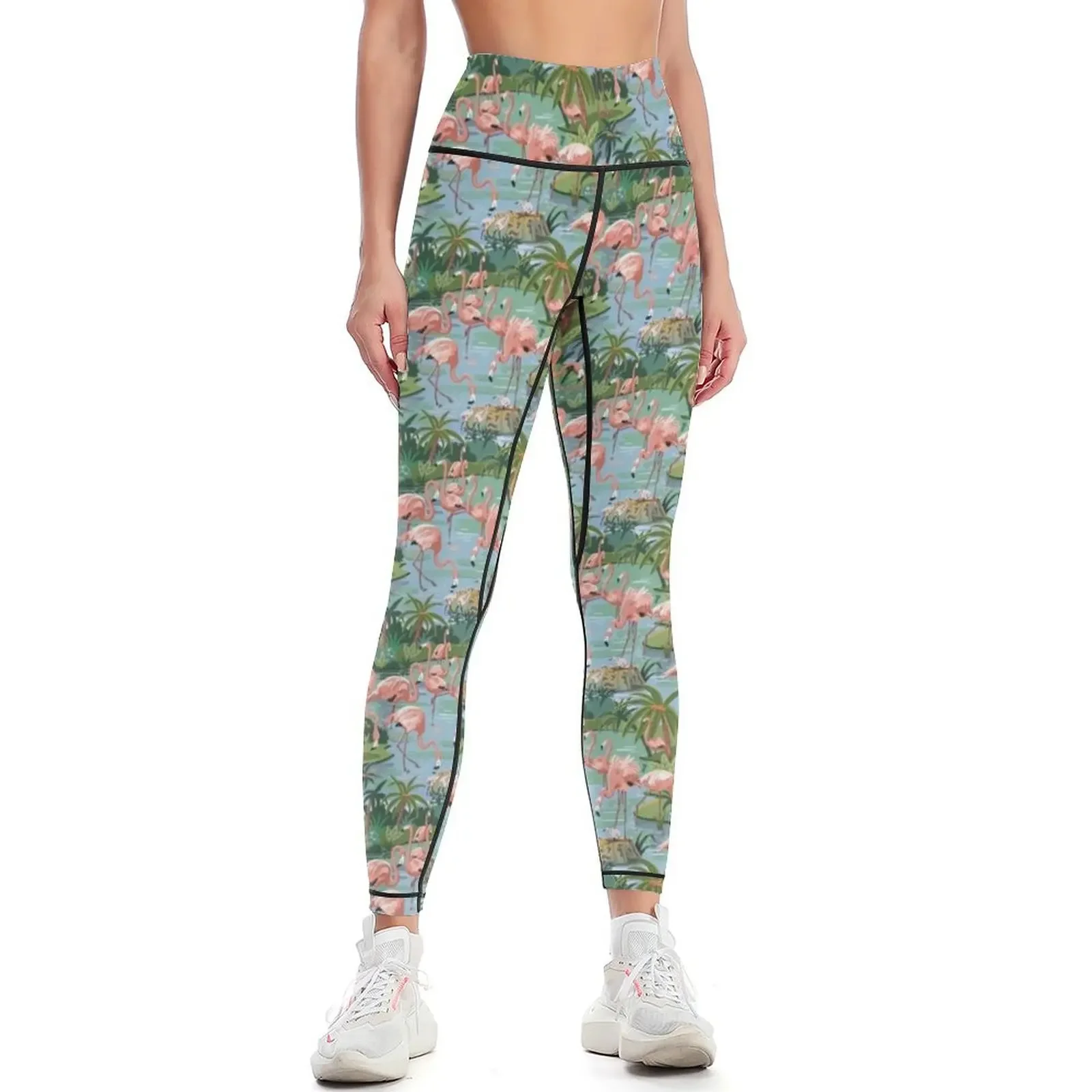 

Flamingo Lagoon Vintage Style Paint by Number Leggings sports shirts gym flared joggers for Womens Leggings