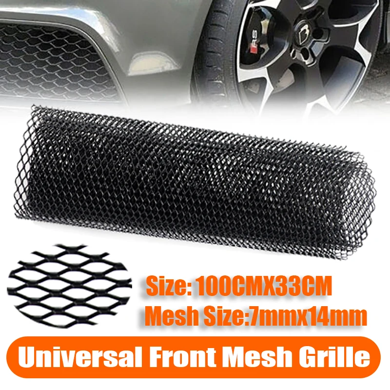 100x33cm Car Bumper Racing Grille Aluminum Alloy Insect Net Mesh Sheet Car Grid Ventilation Grille Hexagon Shape 7mmx14mm DIY