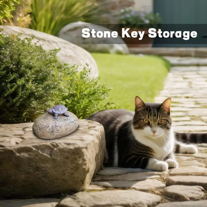 Stone Key Hider หินปลอมหินสําหรับจัดเก็บกุญแจ วัสดุเรซิน Key Safes หินสําหรับเจ้าของบ้านใหม่หรือใครเดินทางจํานวนมาก