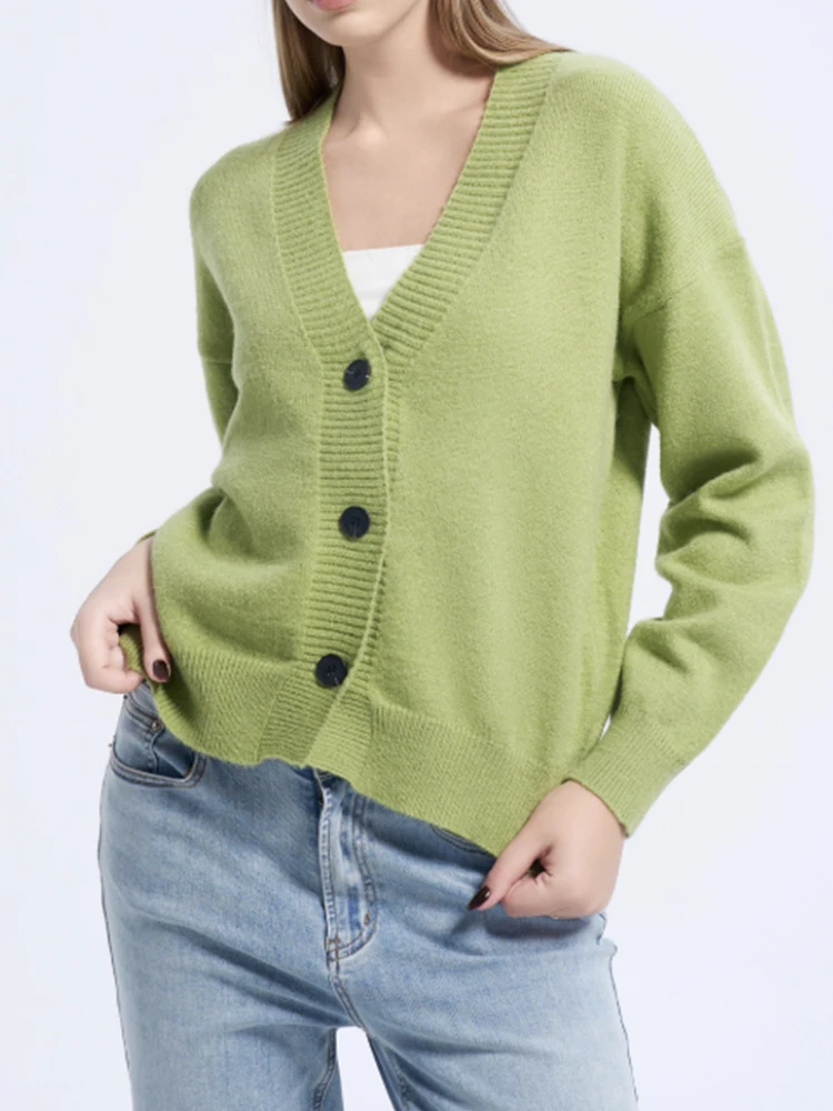

Women Cardigan Loose V-neck Female Sweater Long Sleeved Knit Top for Girl Korean Popular Sweet Clothes Spring Autumn 2026