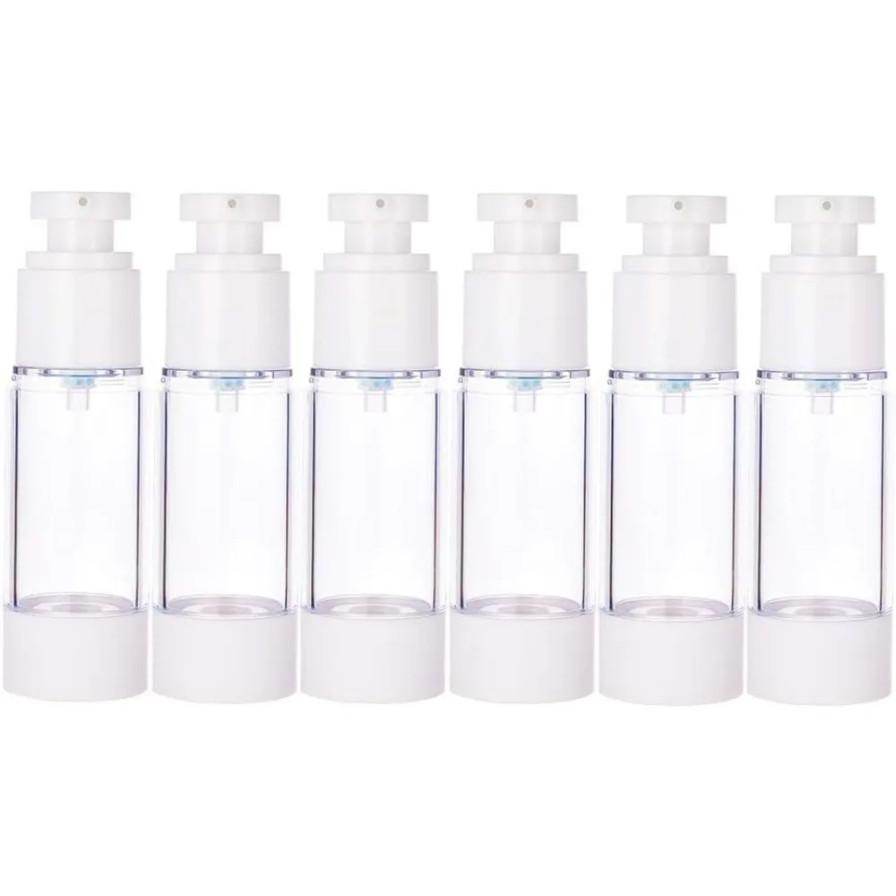 6PCS 30ml Empty Airless Pump Bottles Refillable Plastic Vacuum Pump Press Bottles for Lotion Perfume Essential Oil Foundation