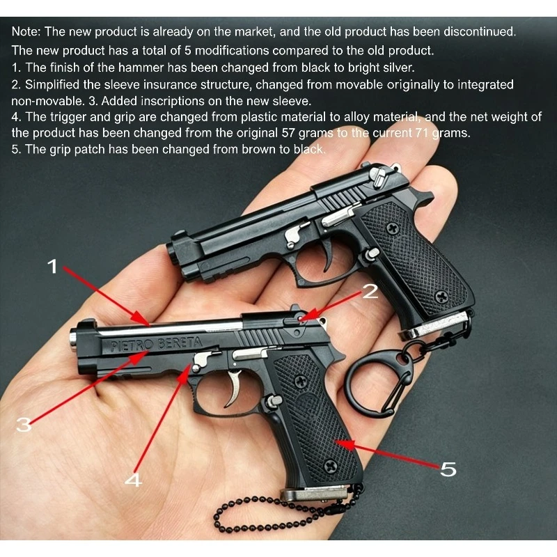 2026 New 1:3 Scale M92F Metal Mini Gun Model Detachable Unzip Toy Keychain Shell Pop Up Men Gift  Desk Decoration