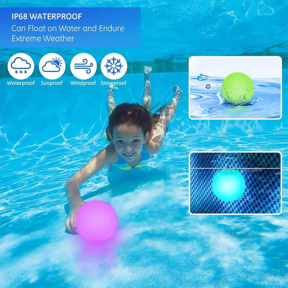 Luz de piscina flotante para exteriores, bola LED luminosa impermeable IP68, decoración de jardín y patio