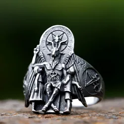 ew Vintage Ring Lucifer Satan Signet Ring For Men With Anubis Stainless Steel fashion punk Jewelry Gift Wholesale