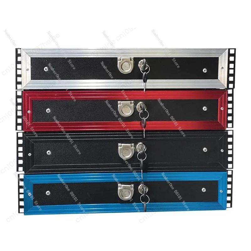 2U Lockable Wooden Drawer for Wireless Microphone, Fireproof Aviation Storage Box with Cabinet Rack Mount