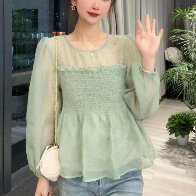 Kawaii Woman Top Stylish Shirts & Blouses For Women Cute Frill Ruffle Elegant Basic Youthful Clothes Original Hot Promotion S M