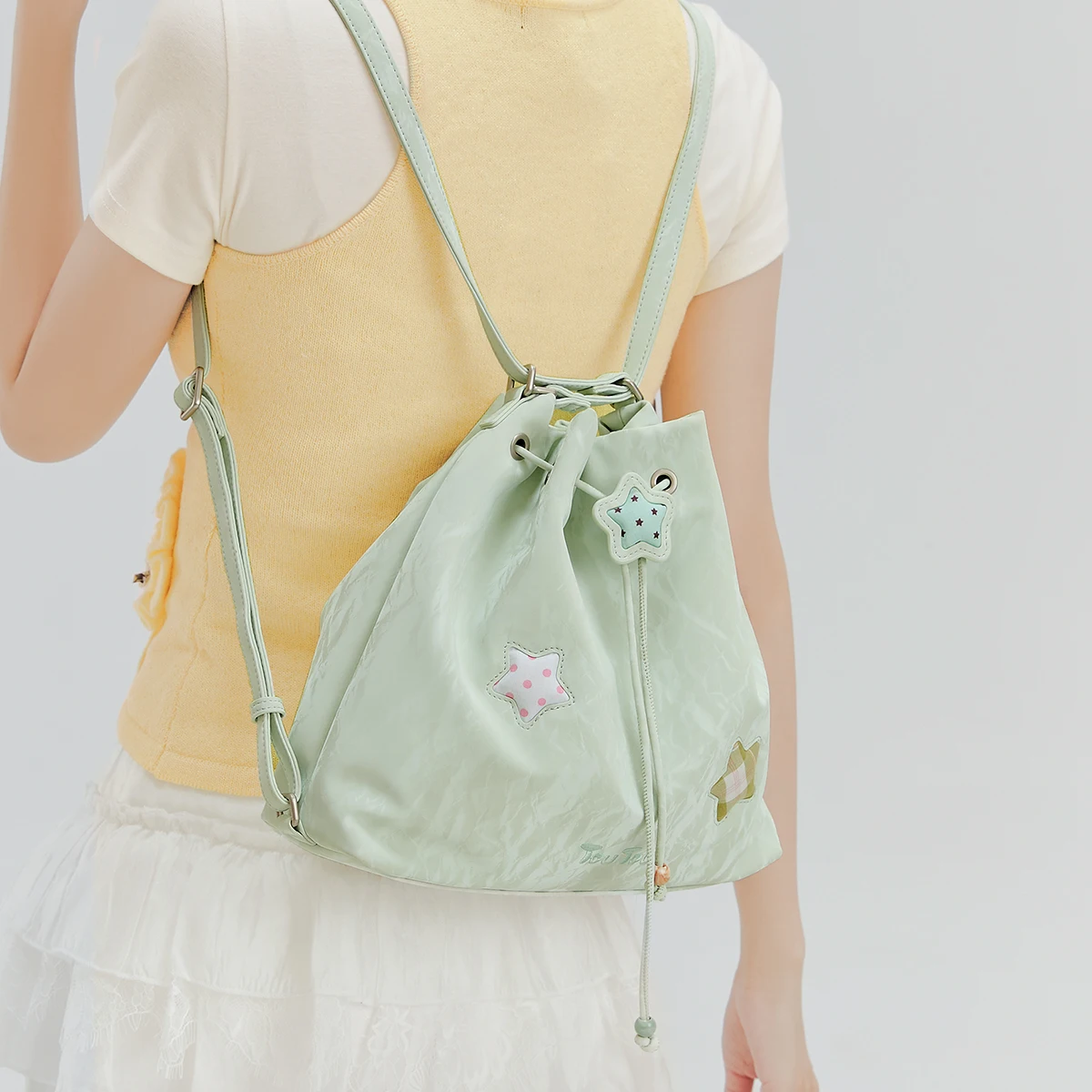 

TOUTOU New Star Drawstring Tote Bag Large Capacity Work Shoulder Bag Adjustable for Armpit & Backpack Wear genuine brand bag