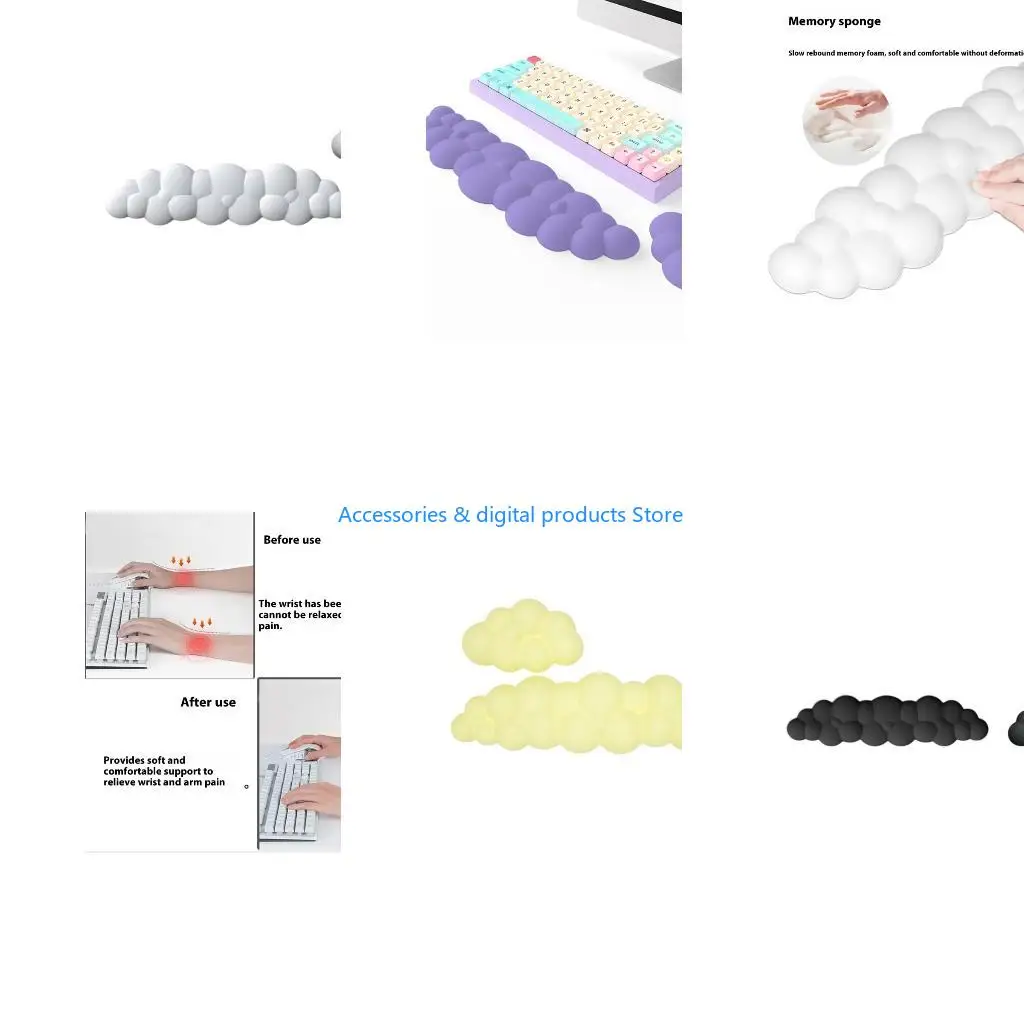 77JD Ergonomic Cloud Wrist Rest Set Wrist Pad Comfortable Breathable Soft Silicone