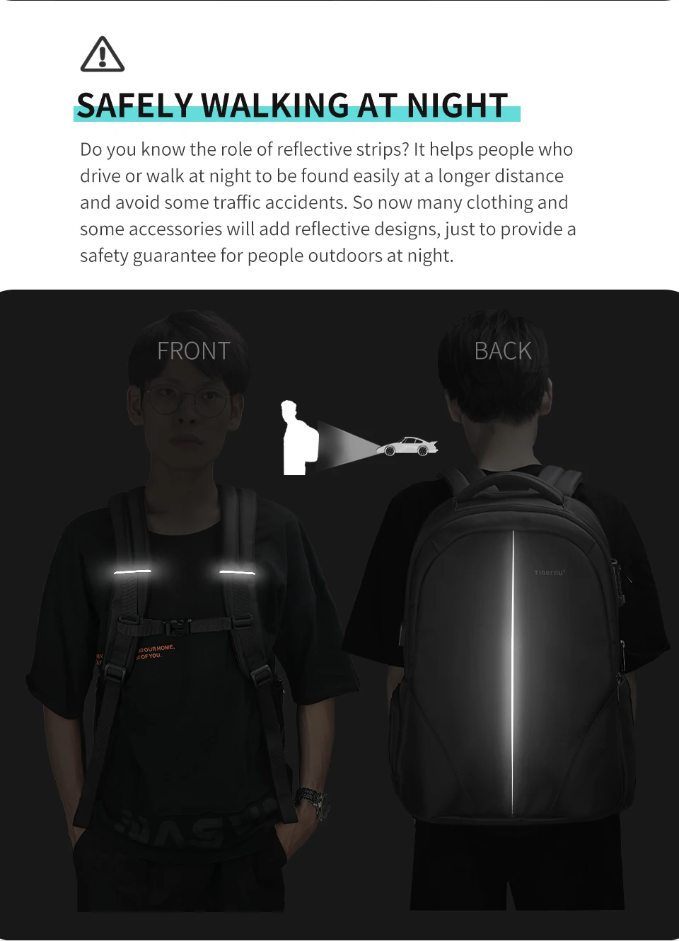 Tigernu Reiserucksäcke 14-15,6-17'' Laptop-Rucksack für Männer TSA Anti-Diebstahl-Rucksack Nylon-Rucksäcke Tasche für Schultasche Rucksack – Detail 5