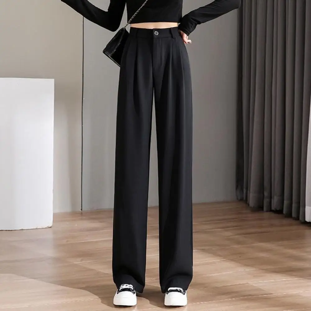 

Women Chic Office Loose Suit Straight Pants Vintage High Waist Ladies Wide Leg Trousers Baggy Korean 2023 Spring Summer Autumn