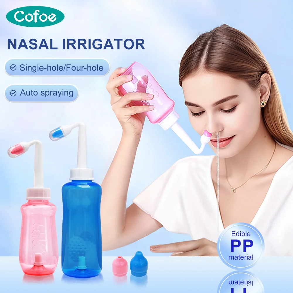 Cofoe 300/500 ml Nasenspülreiniger mit Nasenspülsalz, Nasenduschenschutz. Vermeiden Sie allergische Rhinitis