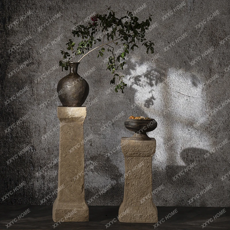 Stone Quiet Style Art Imitation Marble Column Base Bed & Breakfast Vacation Style Hotel