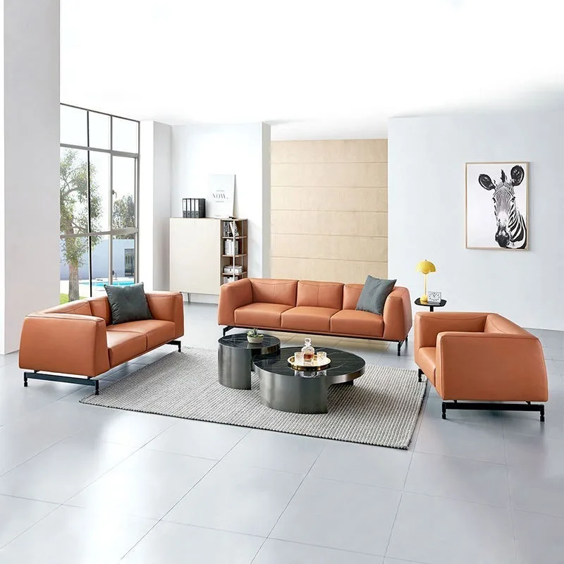 Office Furniture Modern Design 4 Seater Office Sofa Set Lounge Hotel Fabric Leather Sectional Sofa Couch Luxury Reception Sofa